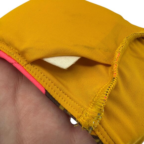 Aerie Bikini Top SMALL Scoop Retro Tropical Botanical Floral Green Pink Padded - Picture 7 of 12